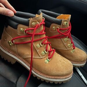 Timberland Brown Boots with Red Laces